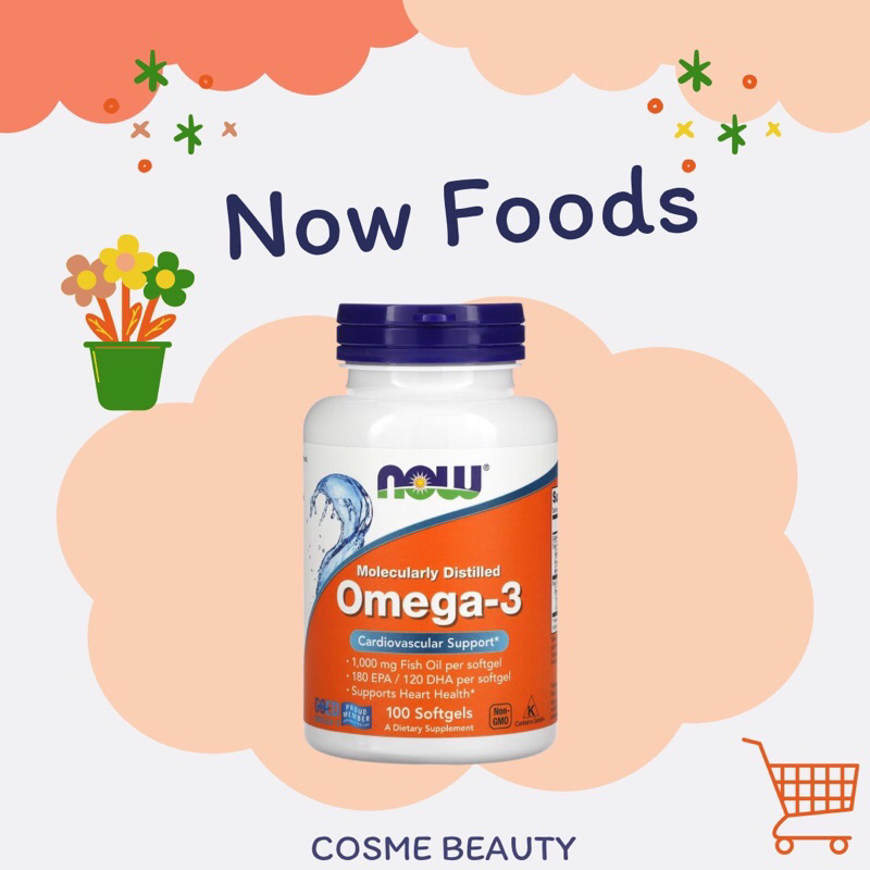 🇺🇸Now Foods Omega3 โอเมก้า3 100 softgels (พร้อมส่ง/exp.2028)