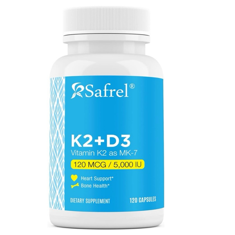 [SAFREL] ✅ K2 + D3 (วิตามิน K2 MK7 + วิตามิน ดี3) ( 2 IN 1 ) ( 120 แคปซูล )