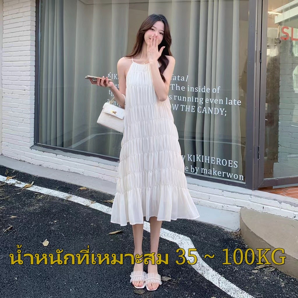 🌈coco design🌈ในสต็อก🚚 ชุดฝรั่งเศส ชีฟอง ชุดสลิง ฤดูร้อน🔥HOT🔥เดรสยาวผ้าเนื้อนิ่ม
