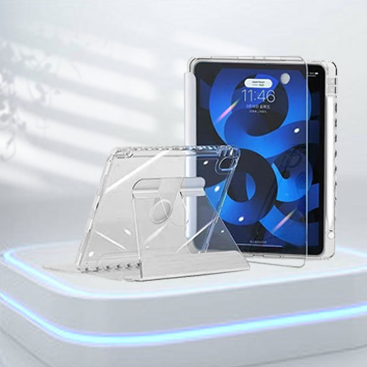 NEW Crystal Glass Case for Air4 Air5 10.9 เคสไอแพดPro 12.9 gen7/gen8/gen9 10.2 gen10 เคส360องศา หมุนได้ มีช่องใส่ปกกา