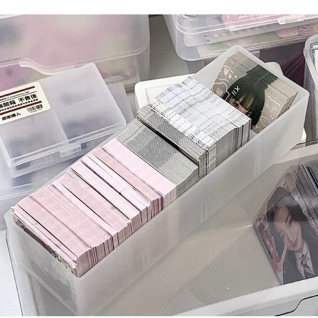 พร้อมส่ง!กล่องพลาสติกใส เก็บสติ๊กเกอร์ บัตร ขนาดเล็ก แบ่งช่อง สีใส