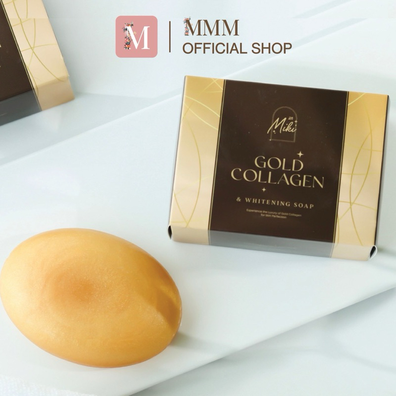 มิกิ โกลด์คอลลาเจน&ไวท์เทนนิ่งโซฟ *90g.* (กล่องทอง) สบู่ทองคำ ก้อนใหญ่จั้มโบ้ สุดคุ้ม!! ใช้ทำความสะอาดผิวหน้า-ผิวกาย