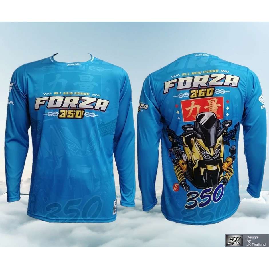 FORZA 350 เสื้อคอกลมแขนยาวพิมพ์ลายทั้งตัว JK Thailand กันยูวีป้องกันรังสี UV 80%