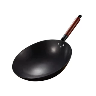 โลตัส กระทะเหล็กเผา ขนาด 32 ซม. พร้อมตะหลิว LOTUSS IRON PAN WITH WOODEN HANDLE 32 CM. AND SPATULA