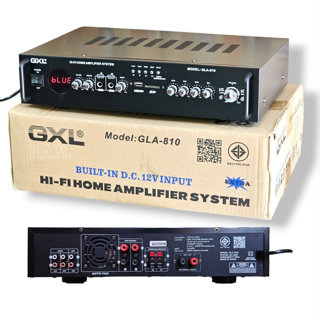 New พาวเวอร์แอมป์ GXL รุ่น GLA810 กำลังขับ 100wRMS ล็อตใหม่ เล่นไฟ Dc 12v ได้ด้วย