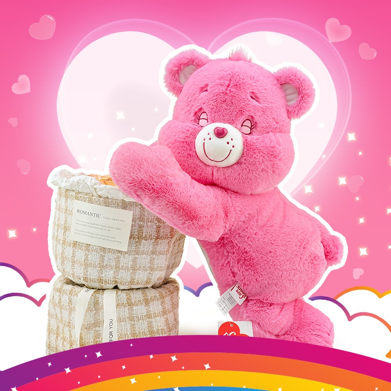 ของแท้ Care Bears Love Bear นอนราบ Rainbow Bear ตุ๊กตาสาวของขวัญวันเกิดหมอนอิง
