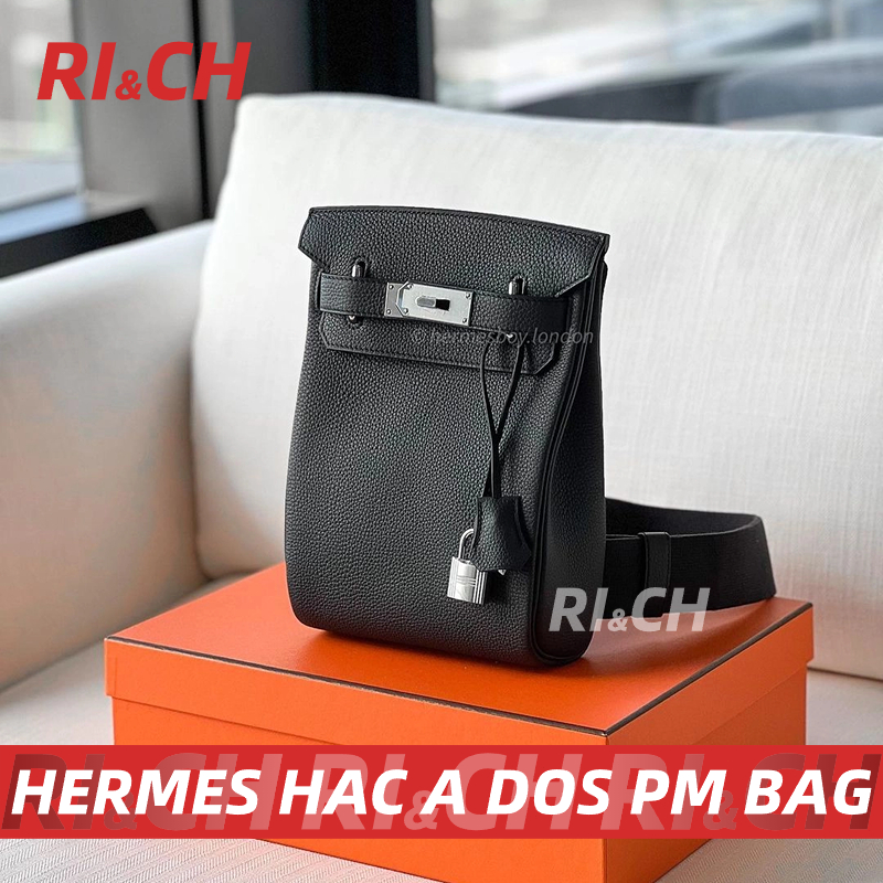 #Rich ราคาถูกที่สุดใน Shopee แท้💯เฮอร์มีส Hermès Hermes Hac a Dos PM Togo crossbody bag กระเป๋าสะพายข้างผู้ชาย