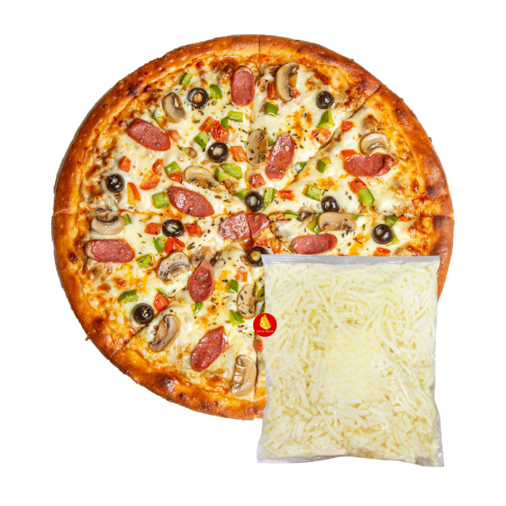 ชีสยืดๆ ชนิดขูมอสซาเรลล่าชีส นมแท้ 100% แพค 200 กรัม Mozzarella Cheese Shreded 200g 100% pasteurized cow milk