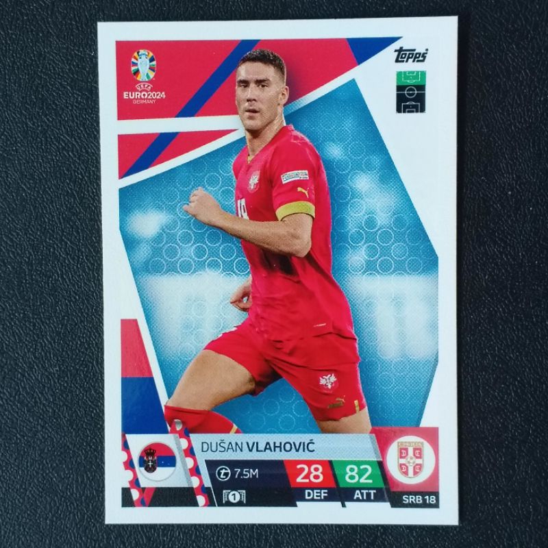 (ทีม SRB) การ์ดฟุตบอล ยูโร 2024 แมตช์แอทแทค ใบเบส ( BASE TOPPS EURO 2024 MATCH ATTAX SOCCER CARD )