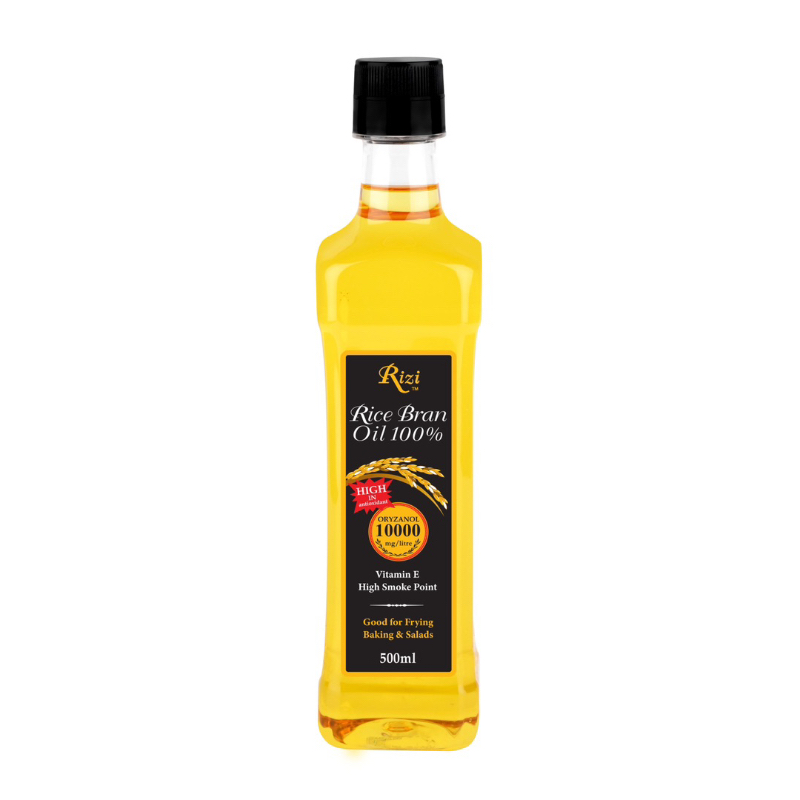 น้ำมันรำข้าว 100% ตรา ริซี่ RIZI RICE BRAN OIL ORYZANOL 10000 ppm ปริมาตรสุทธิ 500 มล.