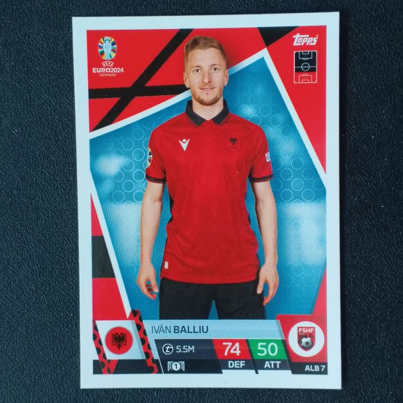 (ทีม ALB) การ์ดฟุตบอล ยูโร 2024 แมตช์แอทแทค ใบเบส ( BASE TOPPS EURO 2024 MATCH ATTAX SOCCER CARD )