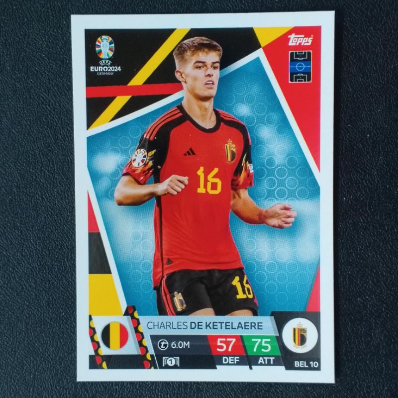 (ทีม BEL) การ์ดฟุตบอล ยูโร 2024 แมตช์แอทแทค ใบเบส ( BASE TOPPS EURO 2024 MATCH ATTAX SOCCER CARD )