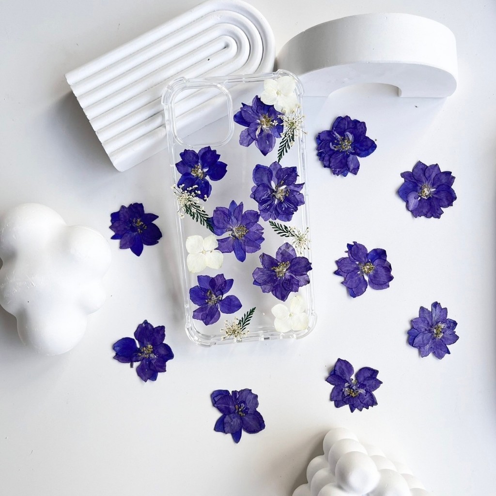 ดอกไม้แห้ง ดอกเดฟิเนียมสีม่วง  | 15ดอก(1แผ่น)- สำหรับงาน DIY งานเรซิ่นและตกแต่งอื่นๆ