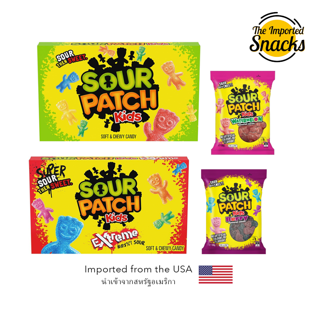 [พร้อมส่ง] กล่อง Sour Patch Kids ขนมเยลลี่หวานอมเปรี้ยว นำเข้าจาก USA 🇺🇸 (99g. & 190g.)