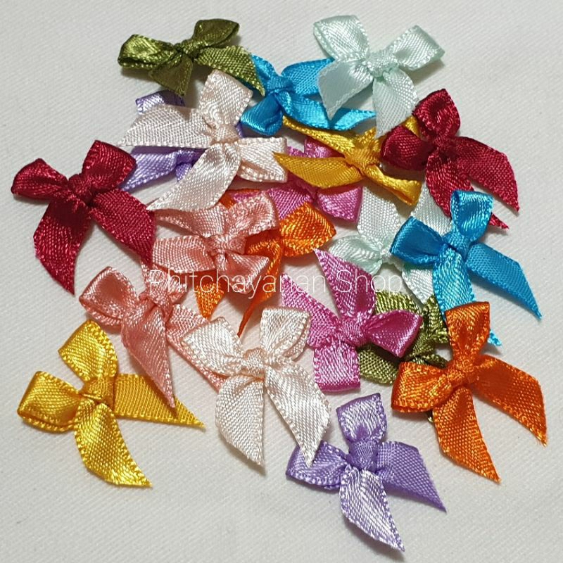 โบว์ โบว์ผ้า โบว์เล็ก (100 ชิ้น) โบว์ติดถุงคุกกี้ ติดของชำร่วย Diy