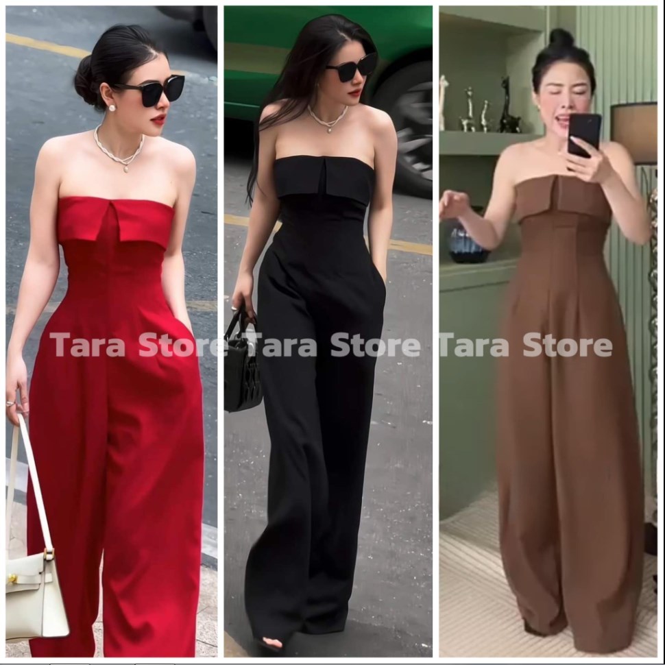 ชุดจั้มสูท จั้มเกาะอก Jumpsuit #V77