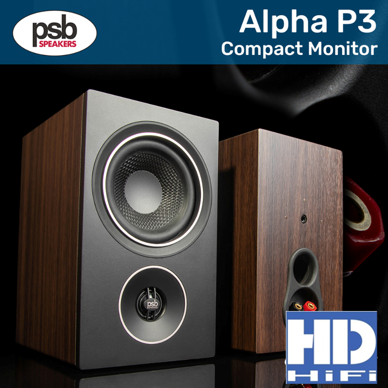 PSB Alpha P3 Compact Bookshelf Speakers Walnut (PAIR)