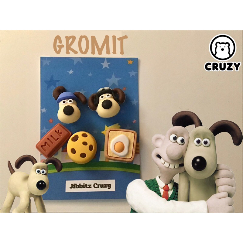 ตัวติดรองเท้าแบรนด์ Cruzy🐻 ลายGromit🐶🍪🍞🍫