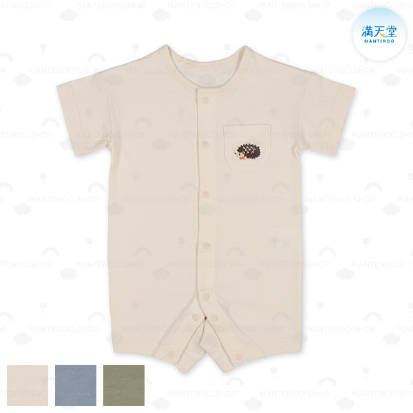 (พร้อมส่ง) ชุดหมีแขนสั้นแต่งกระเป๋ารูปสัตว์แสนน่ารัก ขนาด 60-70 CM แบรนด์ญี่ปุ่นแท้ Mantendo