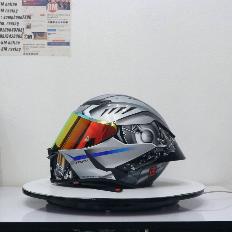 มือ1 หมวกกันน็อคเต็มใบ สีเเดง เเบน46Vร้าน8m racing 8m online สำหรับขับรถบิ๊กไบค์สไตล์สปอร์ต ใส่ได้ทั