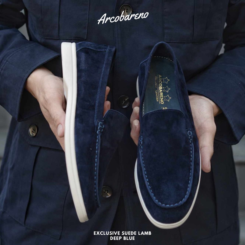822 Arcobareno Classic Slip-on Suede Lamb Deep Blue