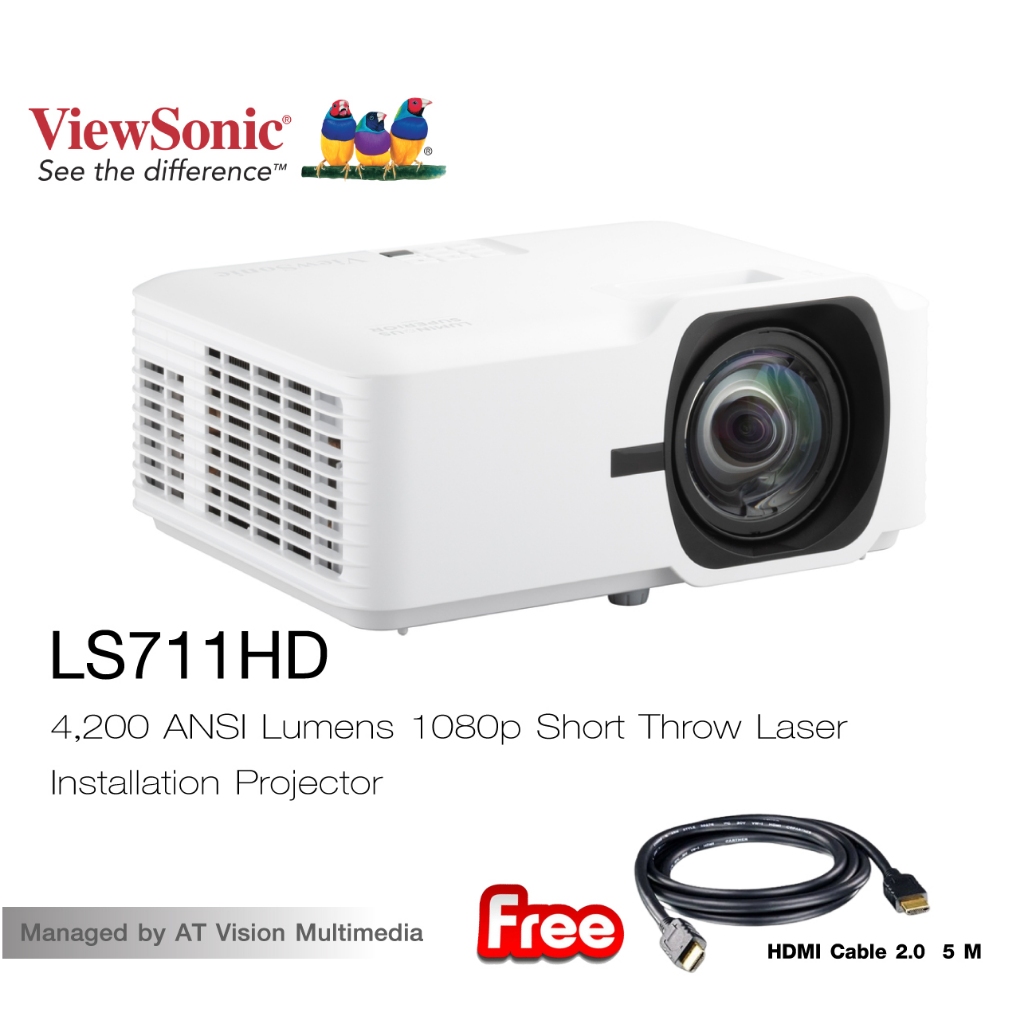 ViewSonic LS711HD 4200 ANSI Lumens 1080p  Short Throw Laser Installation Projector - รับประกัน 3 ปี