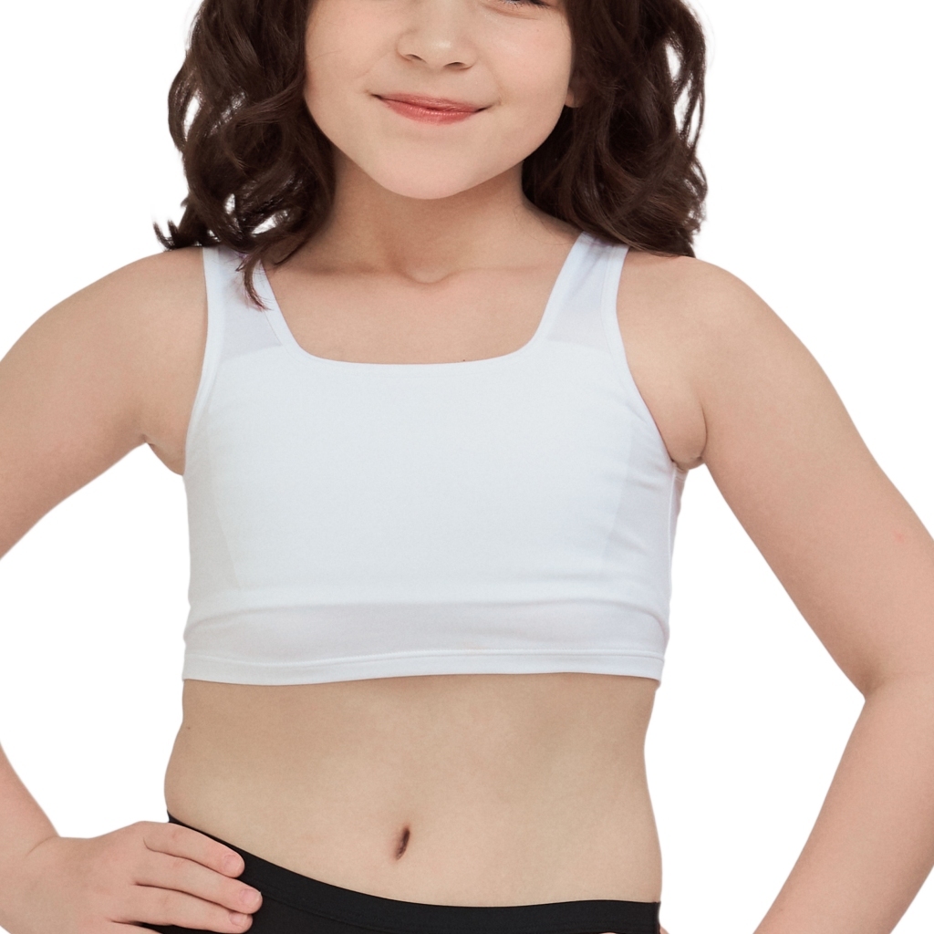 Wacoal Bloom Step 2 ชุดชั้นในสำหรับเด็ก เสื้อกล้ามครึ่งตัว แบบเรียบ รุ่น WH6K19 สีขาว (WH)