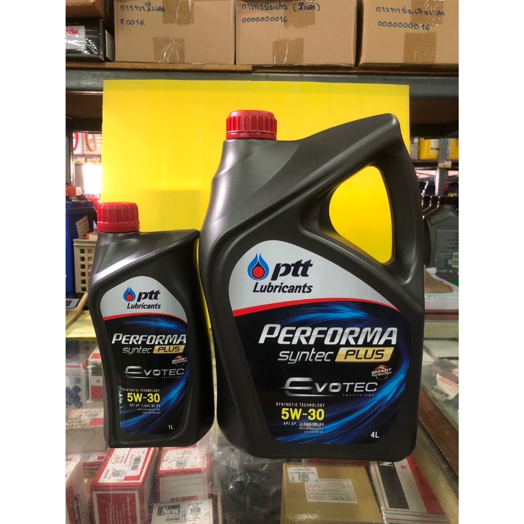 น้ำมันเครื่องกึ่งสังเคราะห์ เครื่องเบนซิล สำหรับรถใหม่ 0-100,000กิโล Performa syntec 5w30 ปตท PTT
