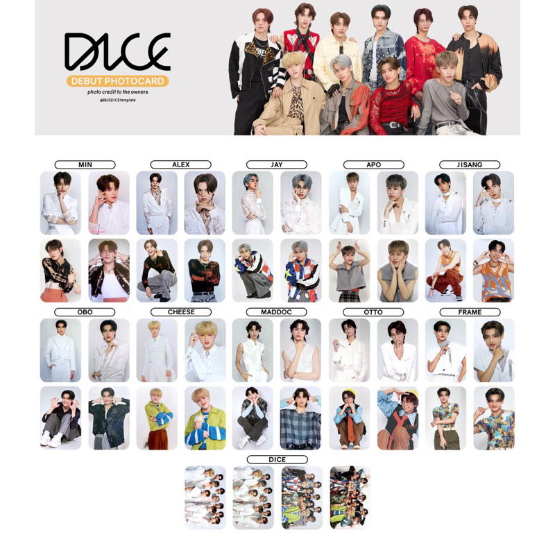 DICE DEBUT PHOTOCARD (เติมของเรื่อยๆ)