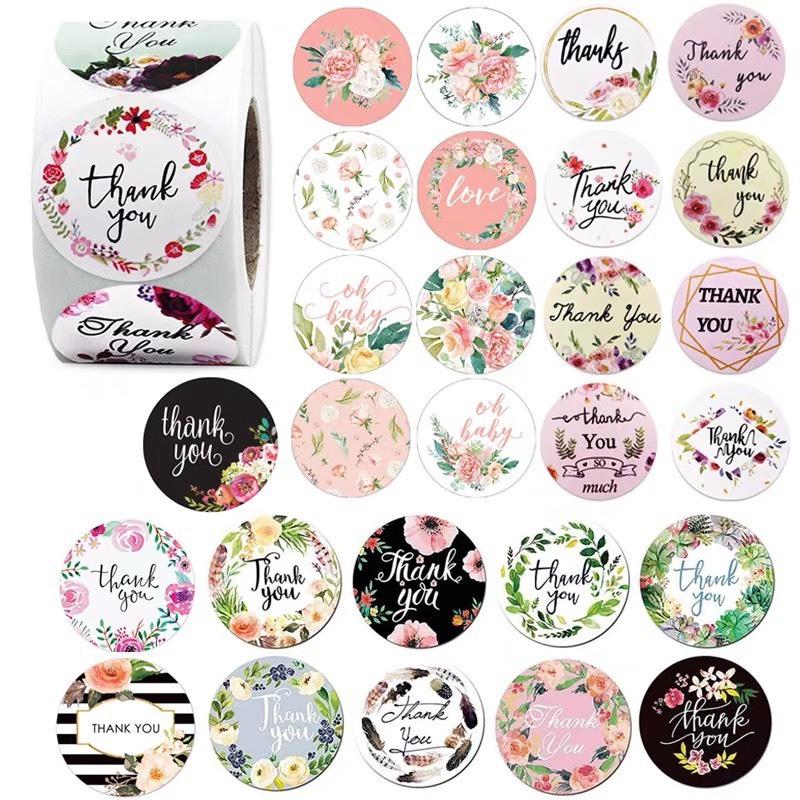 Sticker A สติ๊กเกอร์ขอบคุณ 500 ดวงต่อม้วน สติ๊กเกอร์ Thankyou สติ๊กเกอร์ติดซอง สติ๊กเกอร์ติดกล่อง