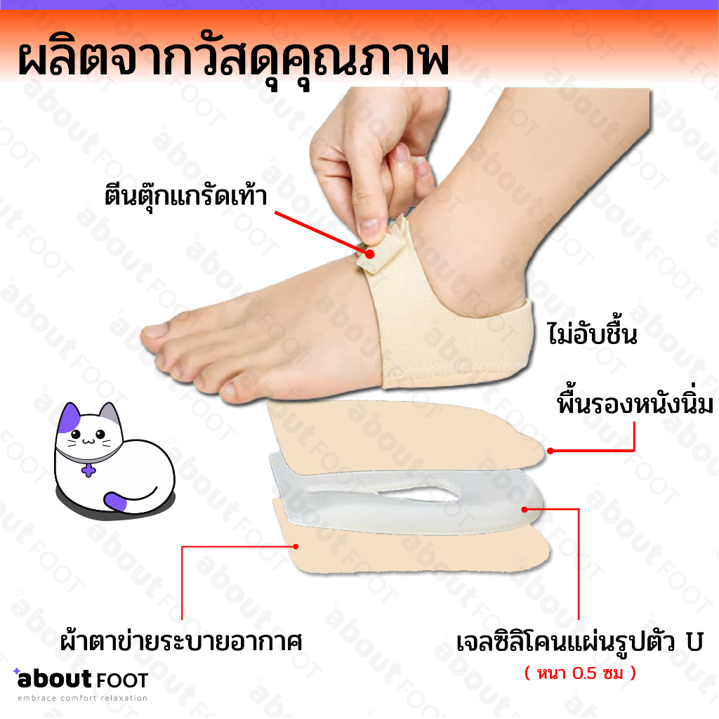 ถุงเท้าแก้รองช้ำ ลดปวดส้นเท้า รุ่นหนาซิลิโคนหนากว่าชาวบ้าน ลดแรงกดทับ เดินสับไม่ปวด จากการยืนนาน เดินนาน ถนอมส้น 1 คู่