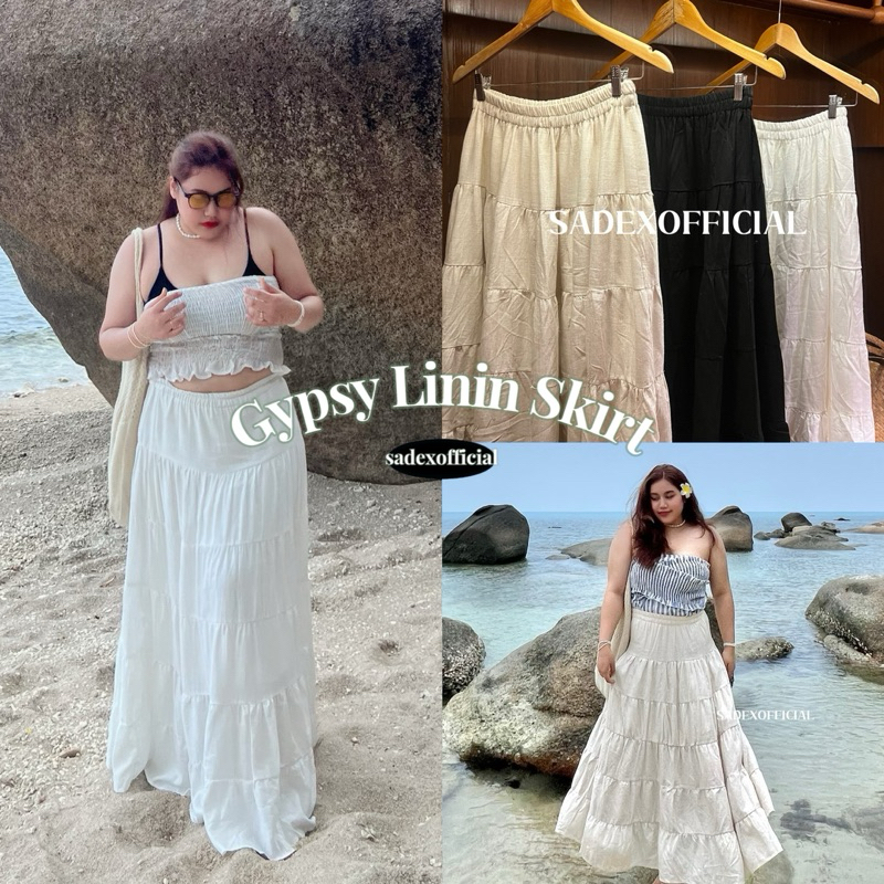 Gypsy Linin Skirt - กระโปรงระบาย ผ้าลินิน