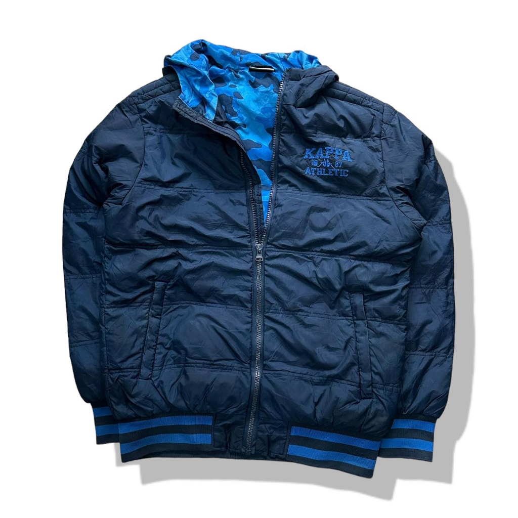 Kappa Athletic Navy Blues Hooded Puffer Jacket รอบอก 46”