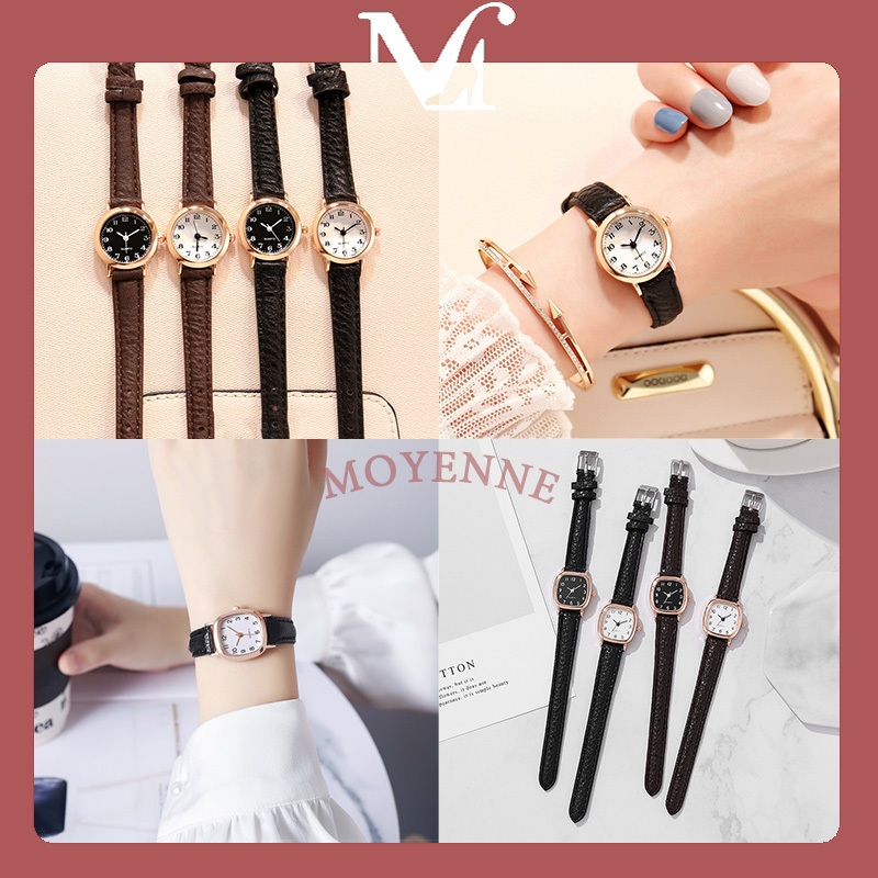 MOYENNE นาฬิกาแฟชั่นอินเทรนด์ สไตล์ยอดนิยม มีให้เลือกแบบกลมหรือสี่เหลี่ยม