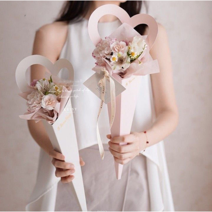 กล่องใส่ช่อดอกไม้ อุปกรณ์ห่อดอกไม้ รูปหัวใจ สามมิติ diy สไตล์โมเดิร์น ให้เป็นของขวัญ พร้อมส่ง