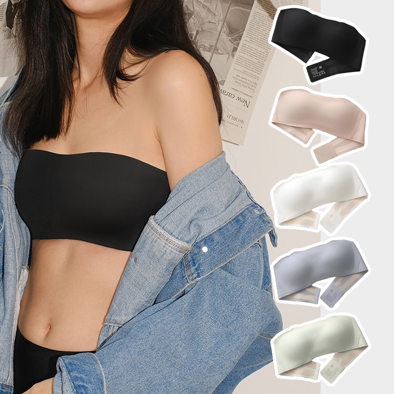 บราแฟชั่นสตรี เสื้อในเกาะอก ไม่มีขอบล้อ ฟองน้ำบาง ผ้ามีความนุ่มสบาย สีพื้น สไตล์เซ็กซี่ สไตล์เรียบง่าย