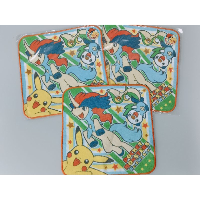 ผ้าเช็ดหน้าอนิเมะ PIKACHU THE MOVIE (21×21cm.)ลายหายาก