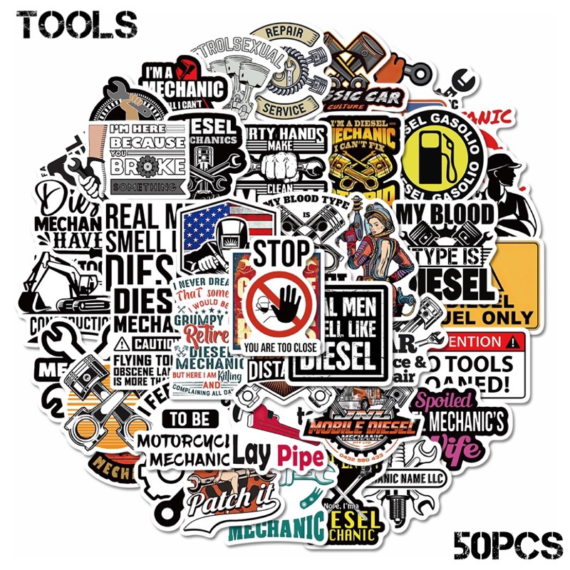 สติ๊กเกอร์ Tool 789 เครื่องมือ 50ชิ้น เครื่องมือช่าง ตกแต่ง เครื่องยนต์ กระเป๋าเครื่องมือ ประแจ มอเตอร์ไซค์ รถ อะไหล่