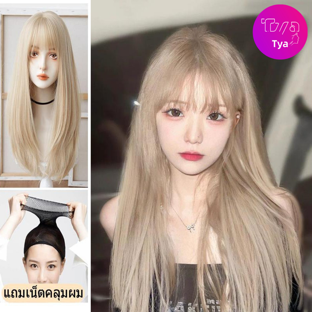 วิกผมปลอม วิกผมยาว Long wigวิกผมผู้หญิง, ลูกไม้ด้านหน้า, ผมยาว, เส้นใยเคมี, วิกผม【Hot Sale】