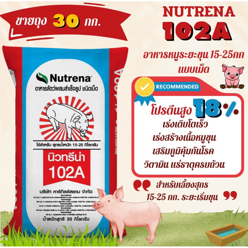 ขายยกกระสอบ)นิวทรีน่า 102A อาหารหมู 🌀นิวทรีน่า Nutrena 102A อาหารหมูแบบเม็ด โปรตีนสูง