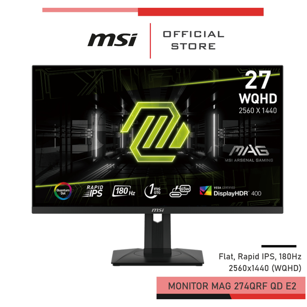 [Pre-Order] MSI MAG 274QRF QD E2 จอ Monitor 27นิ้ว Rapid IPS, 2560x1440 (WQHD), 180Hz จอมอนิเตอร์ จอ
