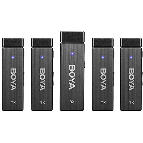 BOYA BY-W4 Ultracompact 4-Person Wireless Microphone System for Cameras and Smartphones (2.4 GHz) by Fotofile