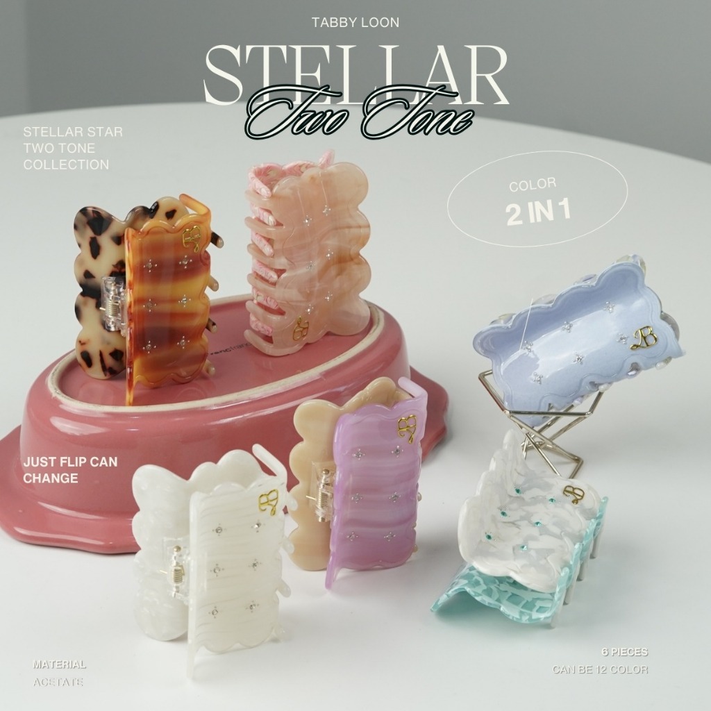 Tabby Loon Stellar Two Tone collection (ไม่ผลิตเพิ่ม)กิ๊บติดผมน่ารัก ทูโทน พร้อมกล่อง ถุงผ้า