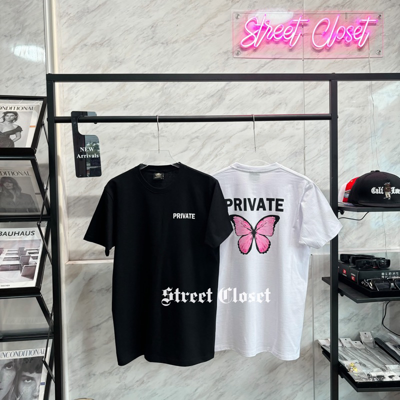 เสื้อยืดลายผีเสื้อ PRIVATE