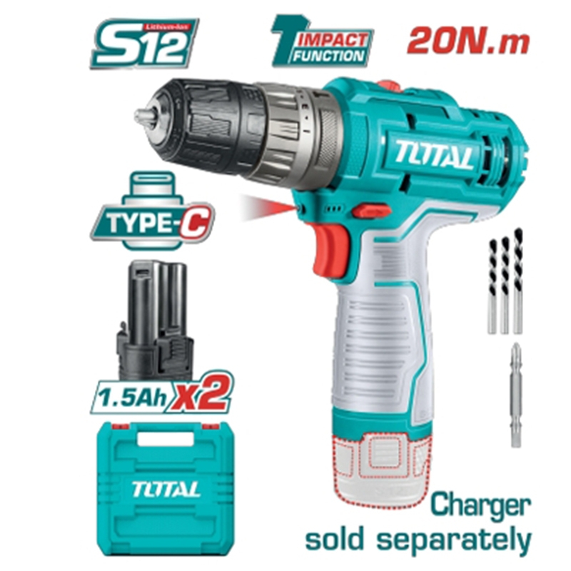 TOTAL สว่านกระแทกแบตเตอรี่ไร้สาย 12V #TIDLI12202