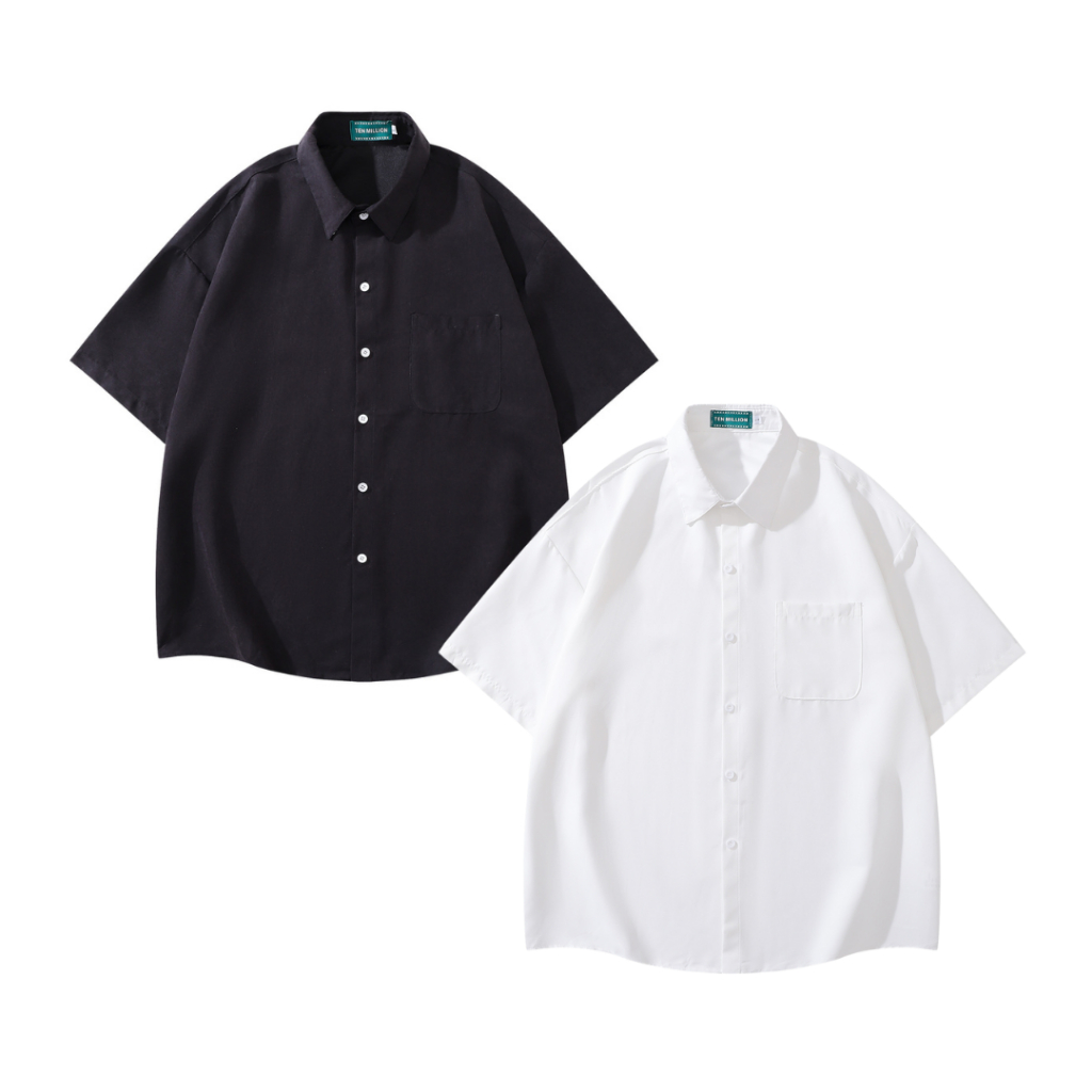 เสื้อเชิ้ตแขนสั้นเกาหลีสีพื้น Premium Korea Shirt Style