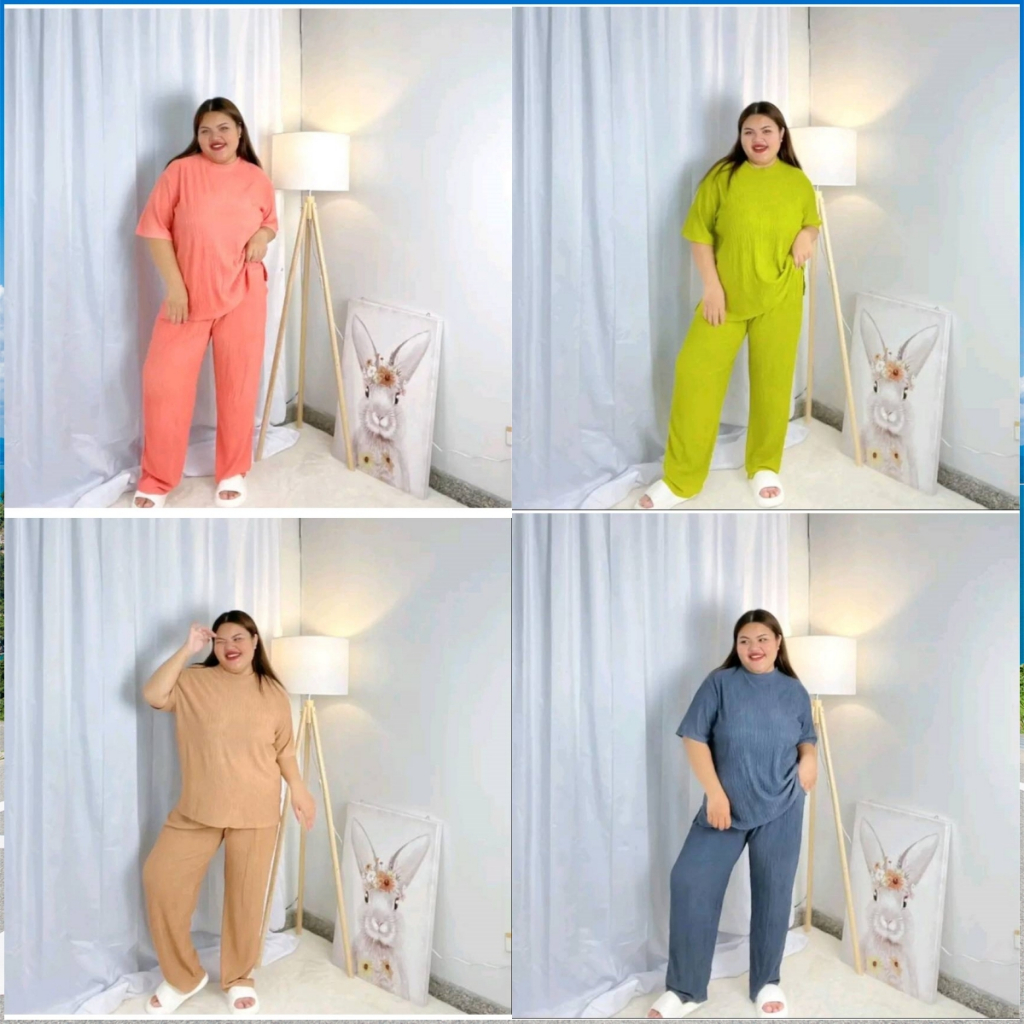 ชุดเซ้ทสาวอวบ Set 2 ชิ้น เสื้อแขนสั้น กางเกงขายาว ชุดเซ็ทอก 60 น้ำหนัก 100++ ใส่ได้  เสื้อสาวอวบ ชุดเซ็ท ผู้หญิง TZ9998