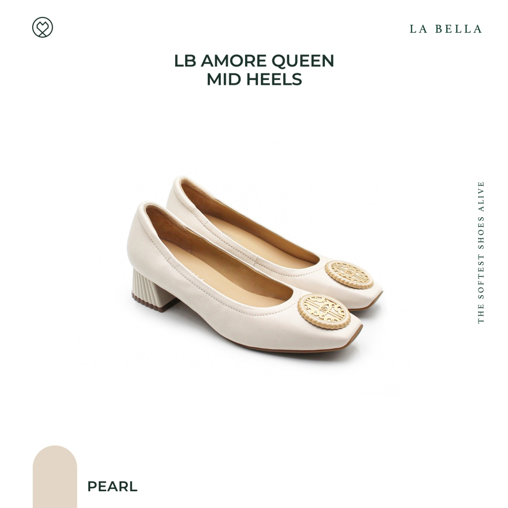 LA BELLA รุ่น LB AMORE QUEEN MID HEELS - PEARL
