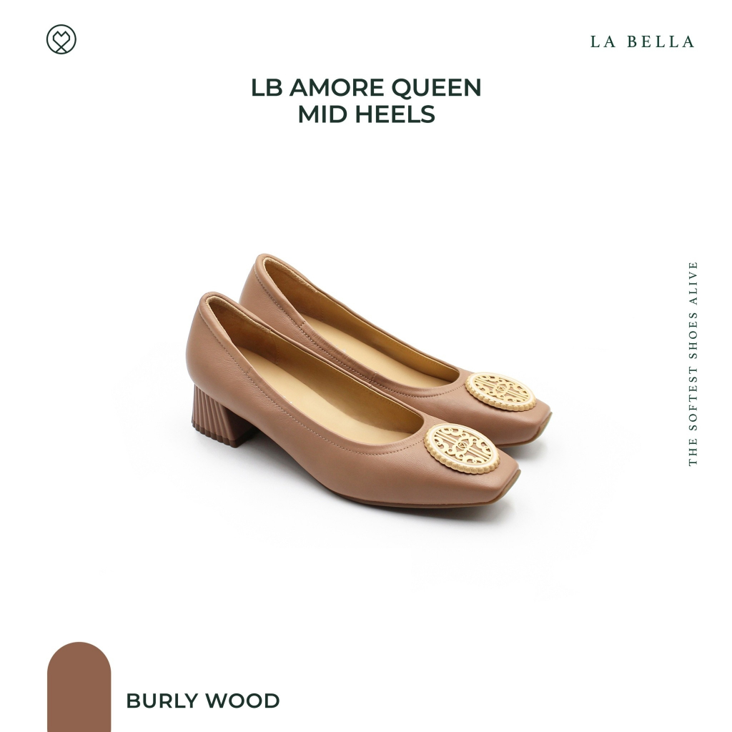 LA BELLA รุ่น LB AMORE QUEEN MID HEELS - BURLY WOOD