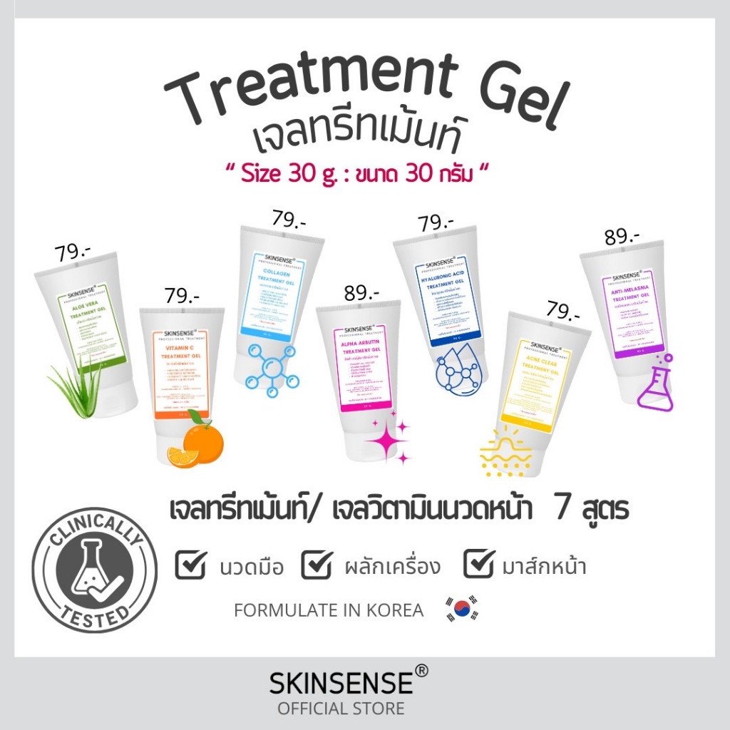 SKINSENSE : Treatment Gel เจลทรีทเม้นท์ ขนาด 30 กรัม ทรีทเม้นท์เจล เจลคลินิก ใช้ในสปาและคลินิกชั้นนำ